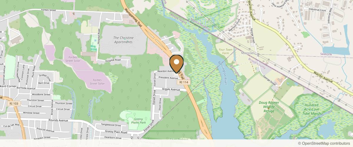 Map showing the exact location of Spa No. 5 at 1525 Wampanoag Trl Unit 206, Riverside, RI 02915, USA