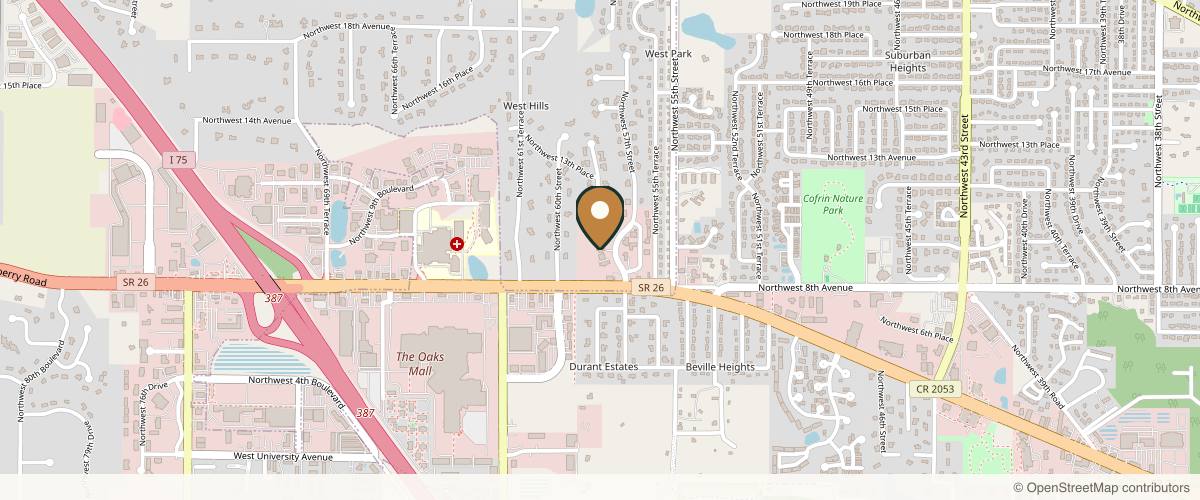 Map showing the exact location of Spa Royale at 910 NW 57th St, Gainesville, FL 32605, USA