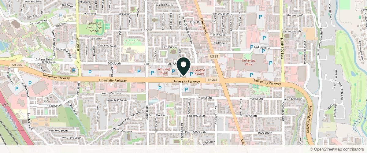 Map showing the exact location of Spa Trouve at 295 E University Pkwy, Orem, UT 84058, USA
