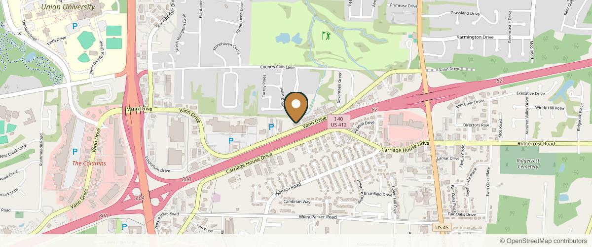 Map showing the exact location of Spa Vita at 405 Vann Dr Ste A, Jackson, TN 38305, USA