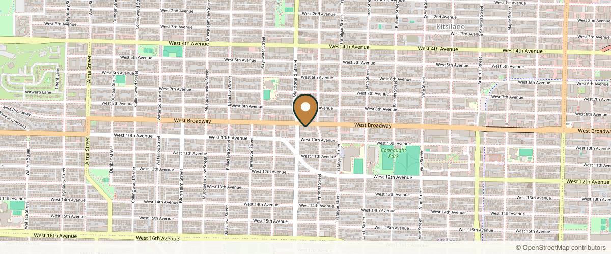Map showing the exact location of Sparrow MD Advanced Medical Aesthetics at 2760 W Broadway Ste 209, Vancouver, BC V6K 4M2, Canada