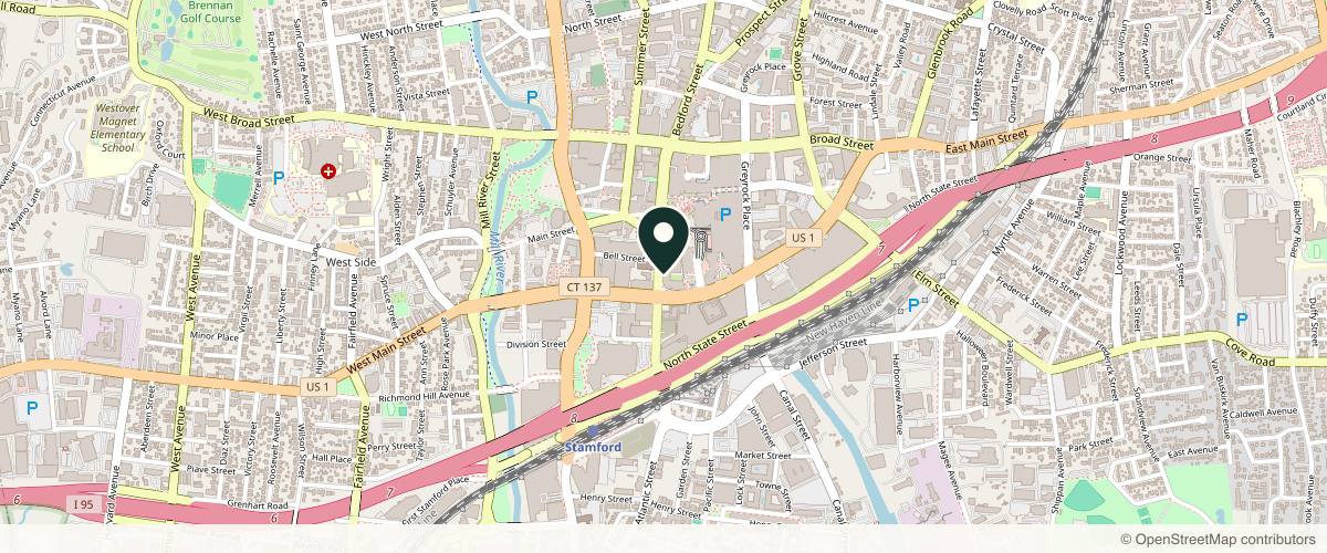 Map showing the exact location of spavia day spa - stamford at 300 Atlantic St, Stamford, CT 06901, USA