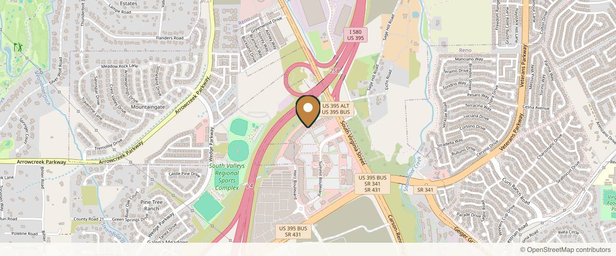 Map showing the exact location of Spavia Reno at 13925 S Virginia St #206, Reno, NV 89511, USA