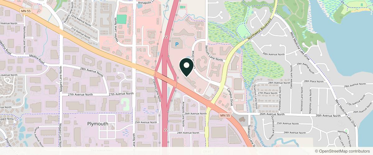 Map showing the exact location of SpaVie Medical and Laser Aesthetics at East Building, 2805 Campus Dr Ste 485, Plymouth, MN 55441, USA