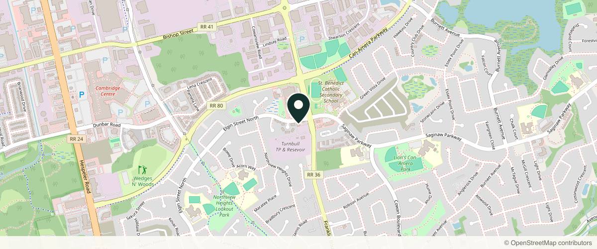 Map showing the exact location of Spoiled Rotten Cosmetic Studio at 1045 Elgin St N, Cambridge, ON N1R 8J1, Canada