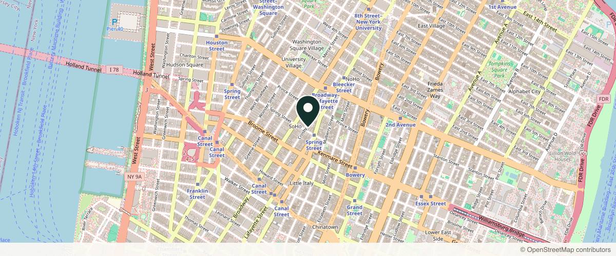 Map showing the exact location of Spring Street Dermatology - SOHO at 75 Spring St Fl 2, New York, NY 10012