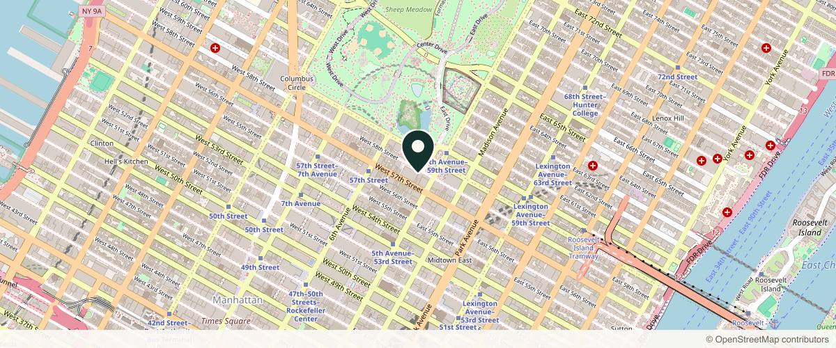 Map showing the exact location of Spring Street Dermatology - Uptown at 4 W 58th St Fl 13, New York, NY 10019