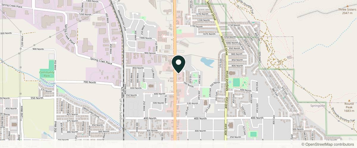Map showing the exact location of Springville Dermatology at 732 N Main St, Springville, UT 84663, USA