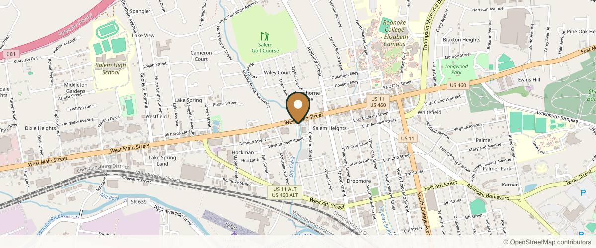 Map showing the exact location of Starkey Medical Esthetics: Michele Meinhart, FNP at 218 W Main St, Salem, VA 24153, USA