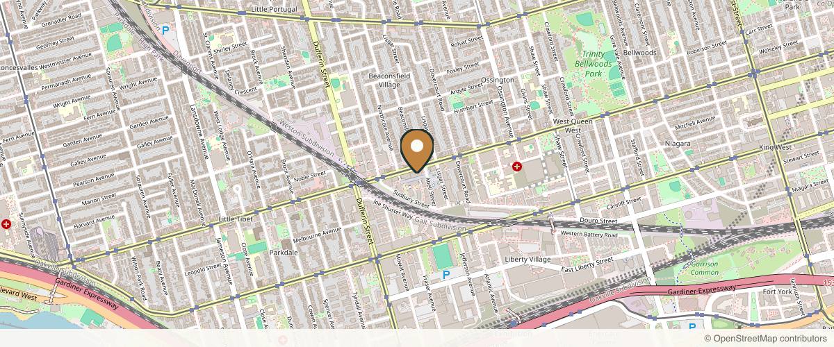 Map showing the exact location of Starlight Med Spa - Toronto's #1 Beauty Clinic at 1153 Queen St W #2, Toronto, ON M6J 1J4, Canada