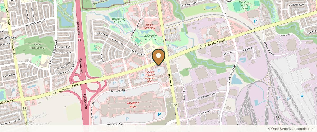 Map showing the exact location of Starlight Med Spa - Vaughan's #1 Beauty Clinic at 9100 Jane St Unit 73, Concord, ON L4K 0A4, Canada