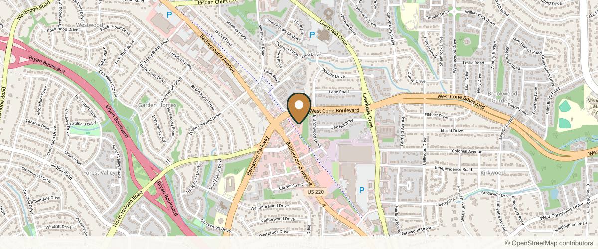 Map showing the exact location of Stay Forever Young Spa at 2309 W Cone Blvd Ste 200, Greensboro, NC 27408, USA