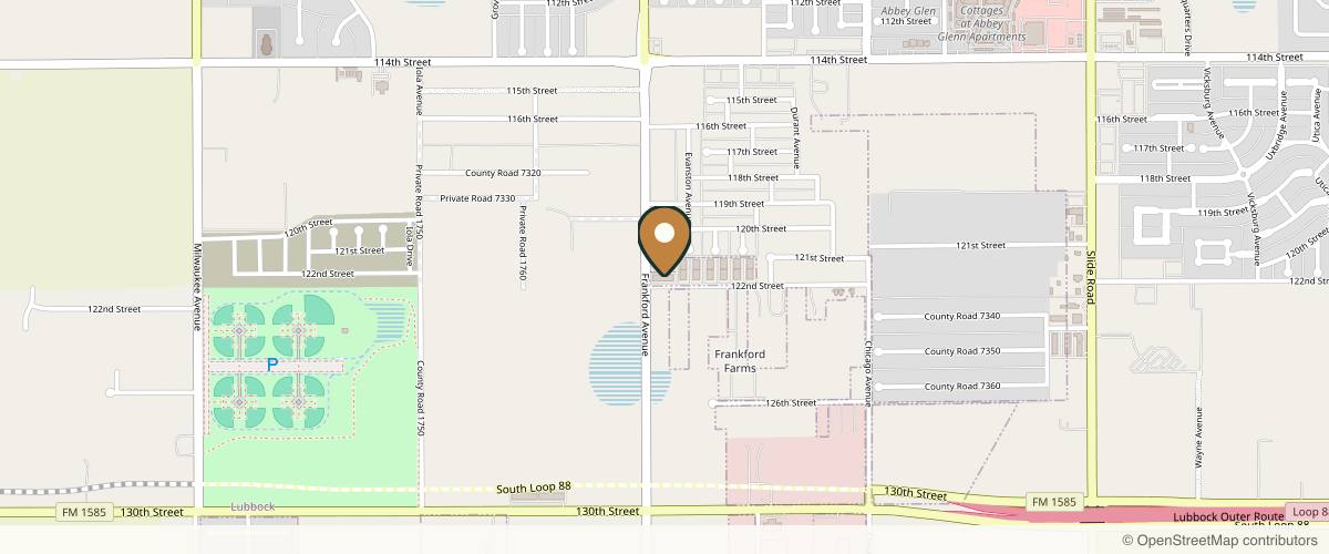 Map showing the exact location of STAY Tox’d at 12111 Frankford Ave Office 105, Lubbock, TX 79424, USA