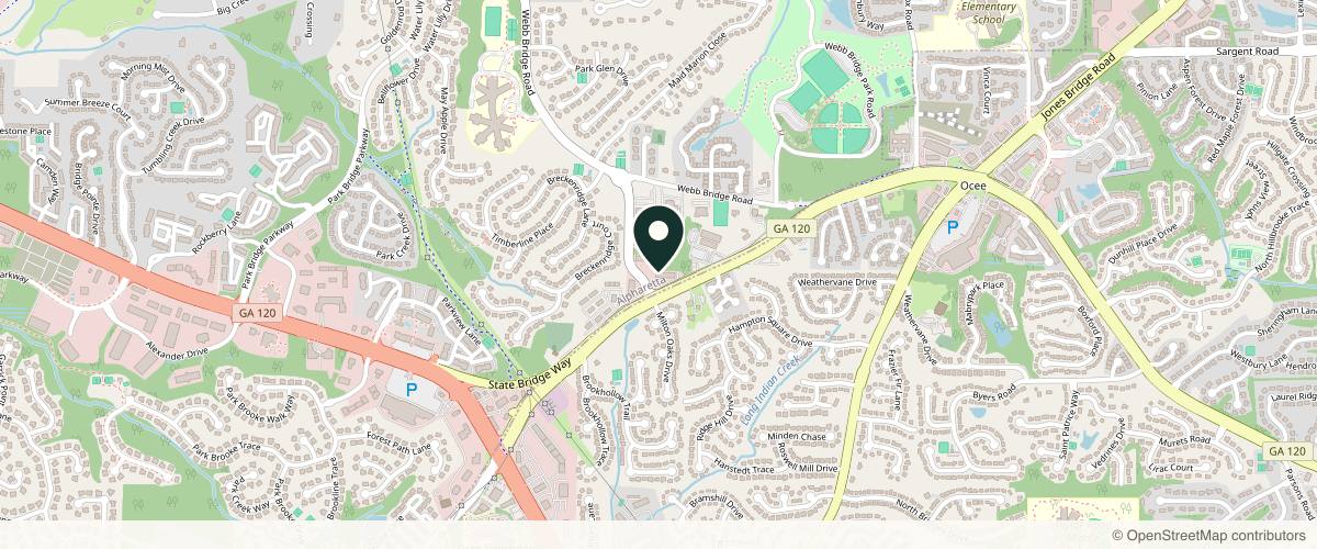 Map showing the exact location of Steele Dermatology - Alpharetta at 11500 Webb Bridge Way, Alpharetta, GA 30005