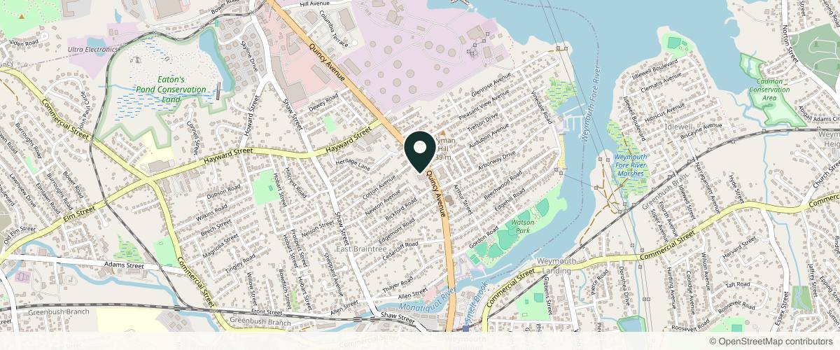 Map showing the exact location of Stone Lux Med Spa at 214 Quincy Ave, Braintree, MA 02184, USA