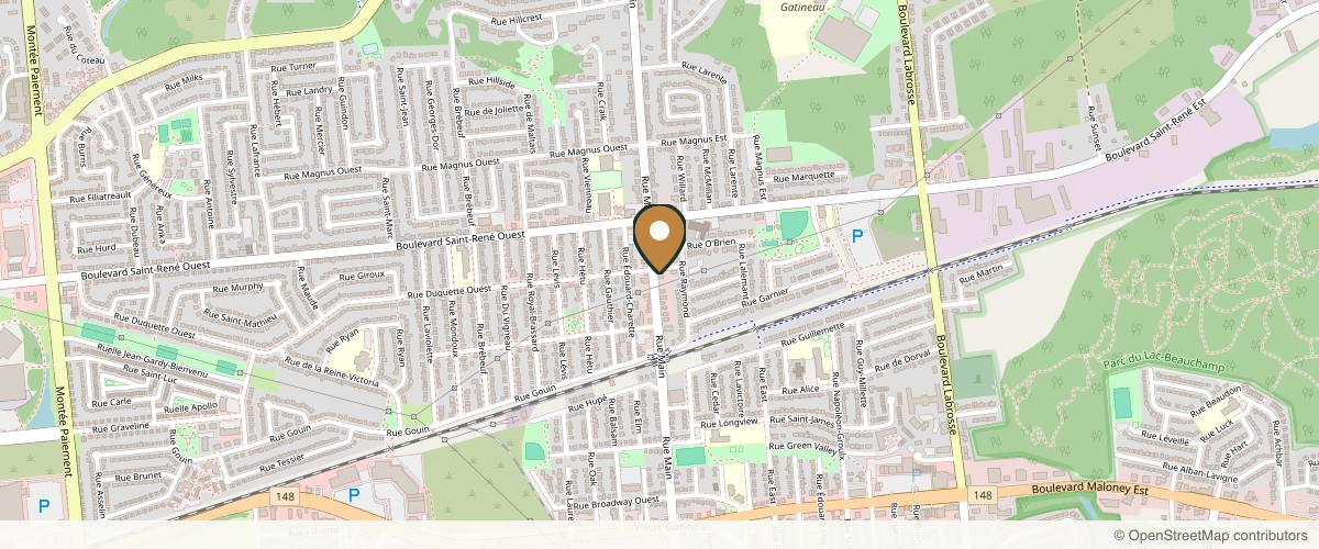 Map showing the exact location of Studio 157 at 348 Rue Main, Gatineau, QC J8P 5K3, Canada