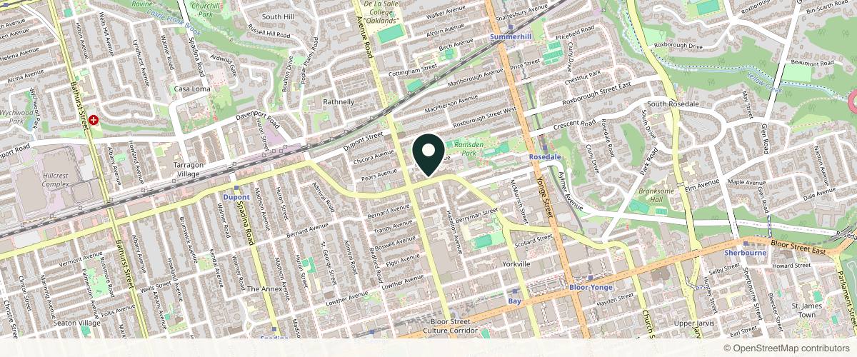 Map showing the exact location of Studio Nude Skin & Body at 188 Davenport Rd Second Floor Unit # 201, Toronto, ON M5R 1J2, Canada