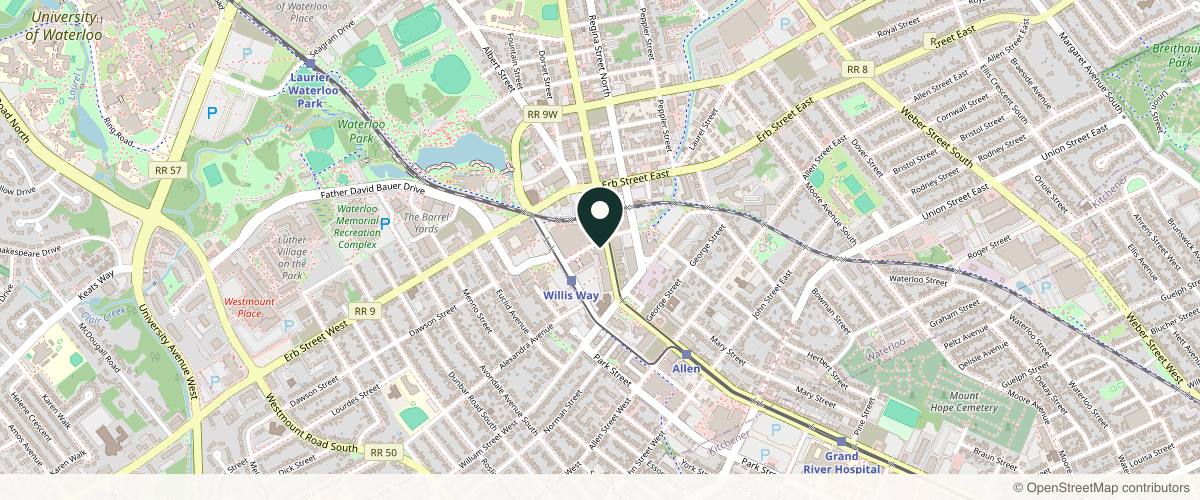 Map showing the exact location of Subtly You - Waterloo's Premier Medical Spa at 95 King St S, Waterloo, ON N2J 1P5, Canada