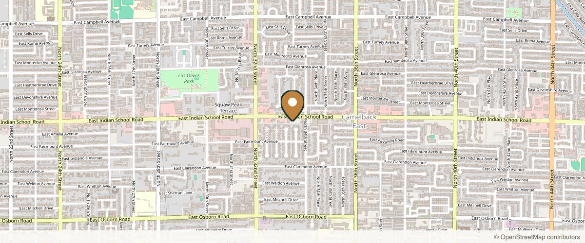 Map showing the exact location of Suddenly Slimmer Med Spa at 3313 E Indian School Rd, Phoenix, AZ 85018