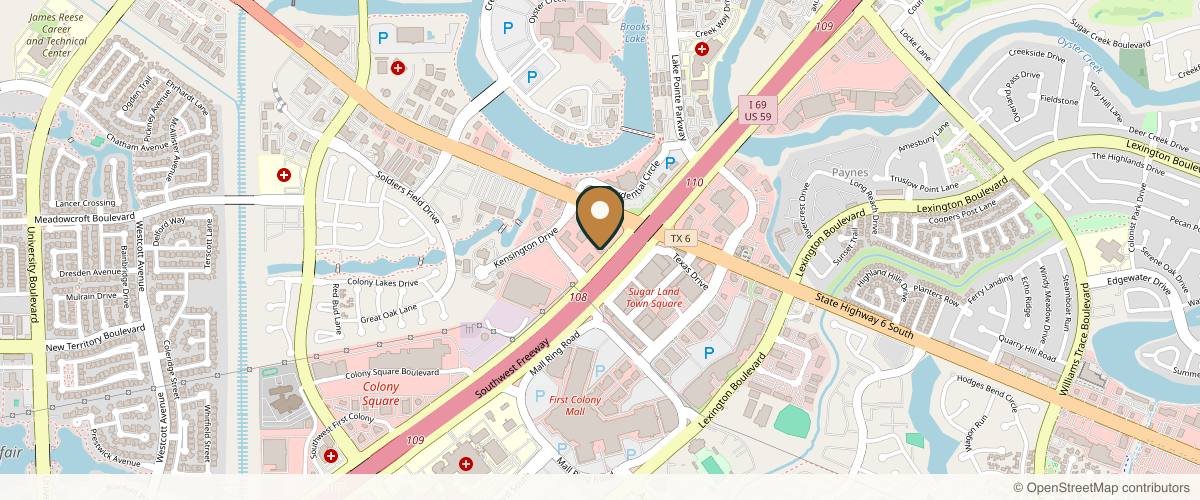 Map showing the exact location of Sugar Land Medical Spa at 16062 Southwest Fwy, Sugar Land, TX 77479, USA