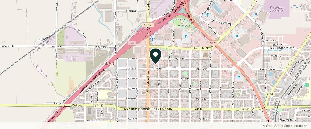 Map showing the exact location of Summit Medical Spa at 63 E 800 N, Spanish Fork, UT 84660, USA