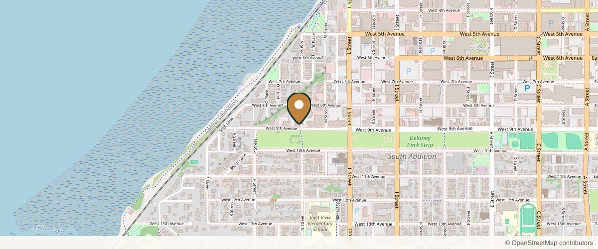 Map showing the exact location of Summit Wellness & Spa at 880 N St Ste 302, Anchorage, AK 99501, USA