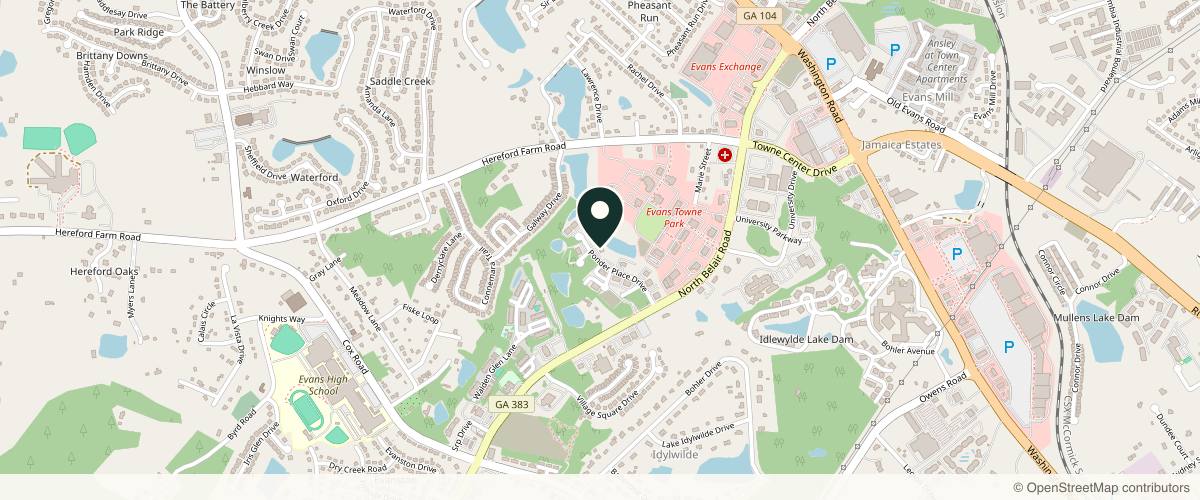 Map showing the exact location of Sumner Aesthetics at 616 Ponder Pl Dr, Evans, GA 30809, USA