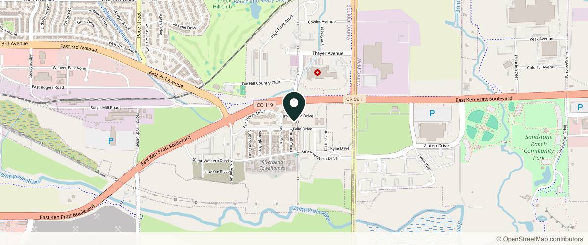Map showing the exact location of Sunflower Spa at 1715 Iron Horse Dr #150, Longmont, CO 80501, USA
