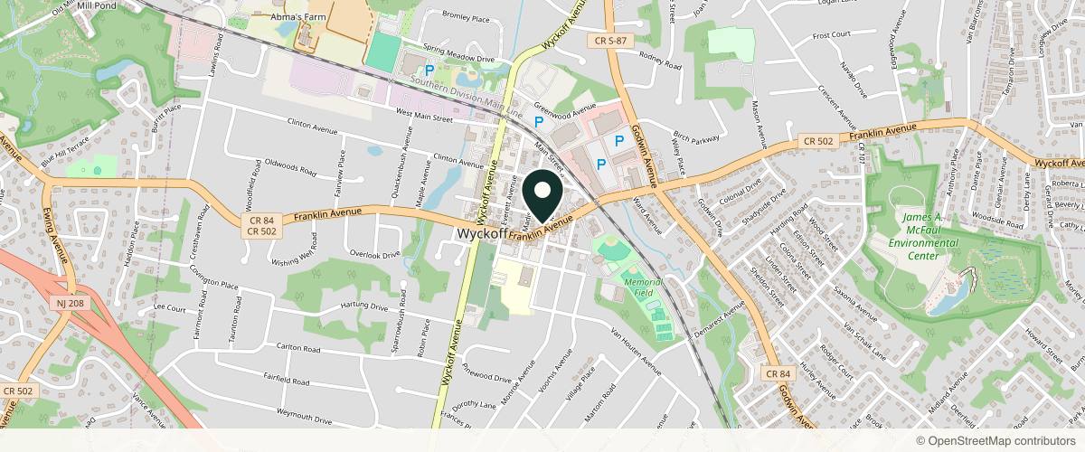 Map showing the exact location of Sunny Aesthetic medical spa at 365 Franklin Ave, Wyckoff, NJ 07481, USA