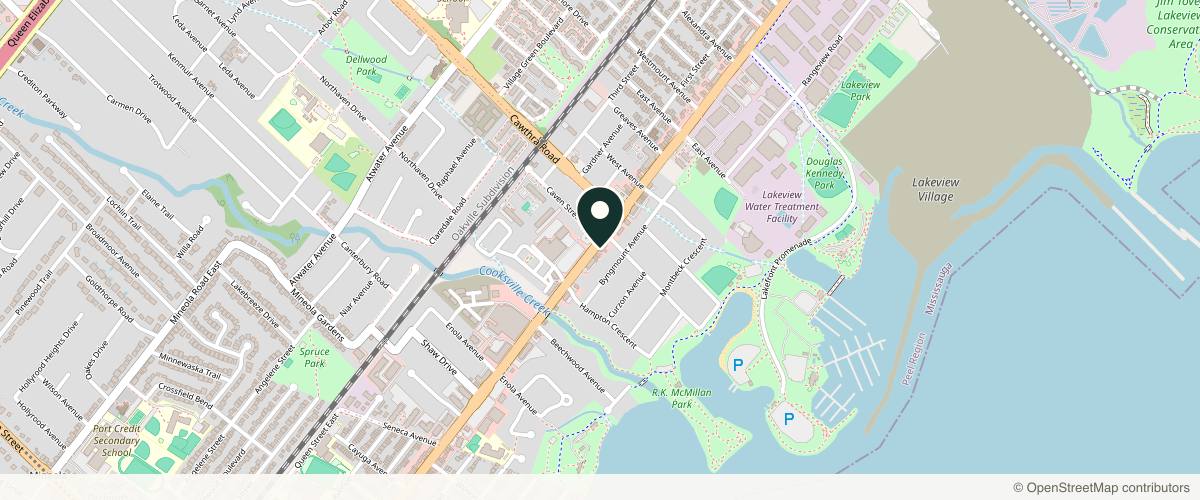 Map showing the exact location of Sunshine Cosmetic Clinic & Medi Spa at 618 Lakeshore Rd E, Mississauga, ON L5G 1J4, Canada