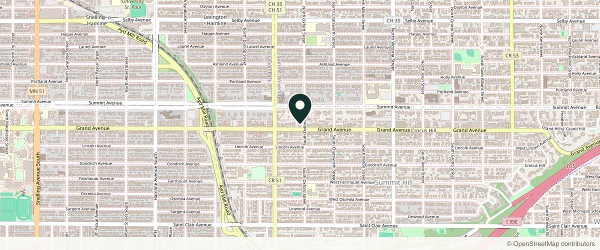 Map showing the exact location of Superior Skin Aesthetics at 1053 Grand Ave Ste 113, St Paul, MN 55104, USA
