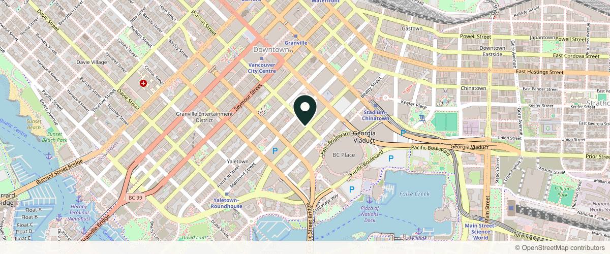 Map showing the exact location of Surface Skin Lab at 212 Robson St, Vancouver, BC V6B 6A1, Canada