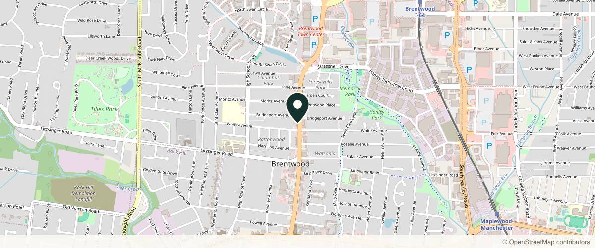 Map showing the exact location of Suzanna's Skin + Laser at 2241a S Brentwood Blvd Ste 1, 2 &3, St. Louis, MO 63144, USA