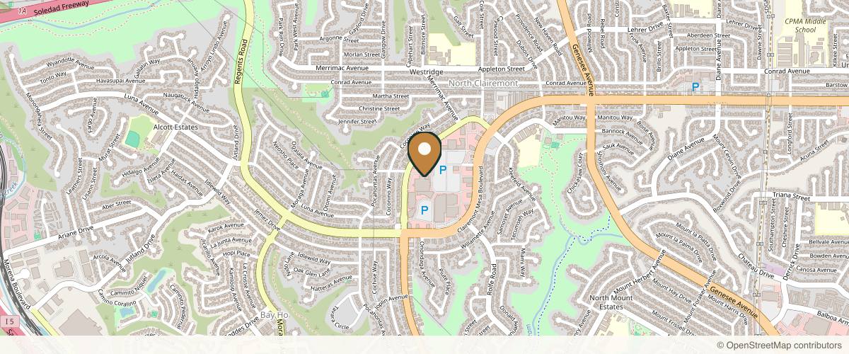 Map showing the exact location of Synerchi Medical Spa at 4731 Clairemont Dr #100, San Diego, CA 92117, USA