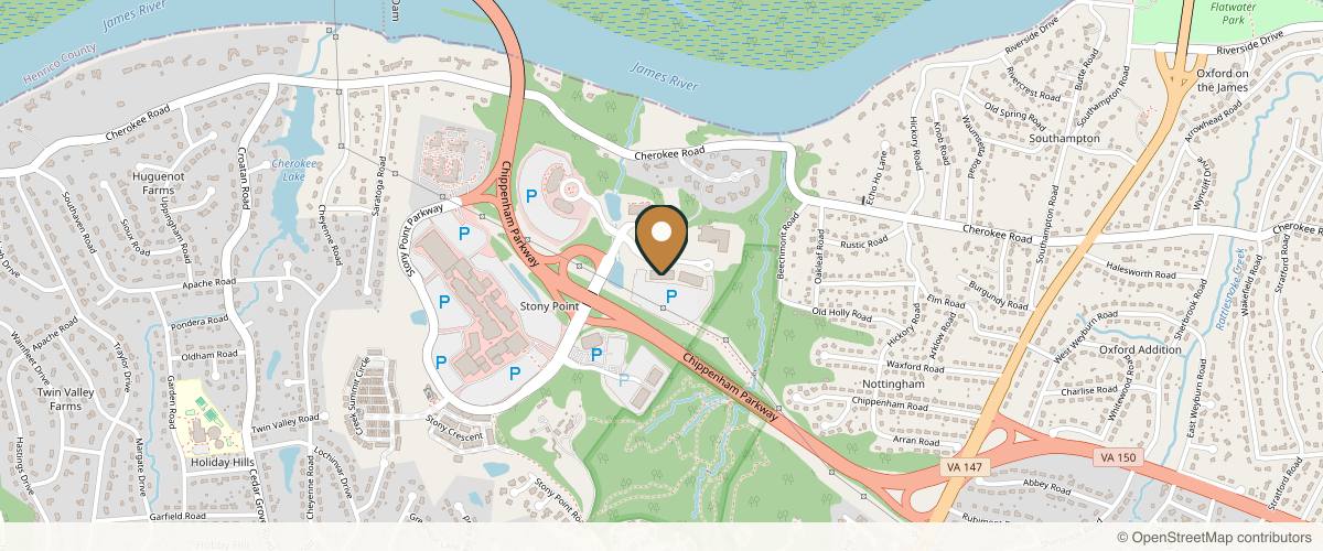 Map showing the exact location of Synergy By Shaw | Richmond at 8730 Stony Point Pkwy #120, Richmond, VA 23235, USA