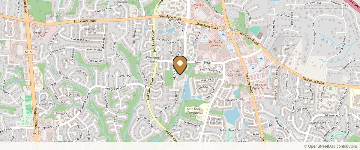 Map showing the exact location of Synergy Face + Body | North Raleigh at 8300 Health Park Ste 229, Raleigh, NC 27615, USA
