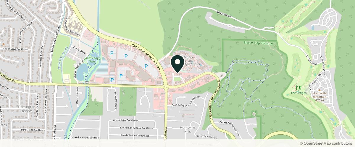 Map showing the exact location of Synergy Med-Spa at 7105 Bailey Creek Cir SE Ste B, Huntsville, AL 35802, USA