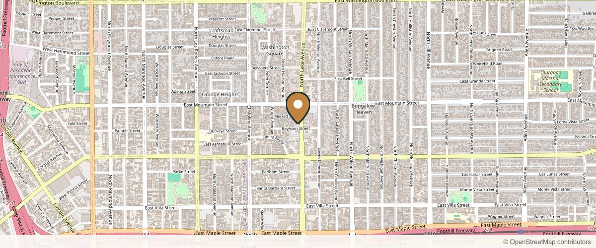 Map showing the exact location of Synergy Spa at 825 N Lake Ave, Pasadena, CA 91104, USA