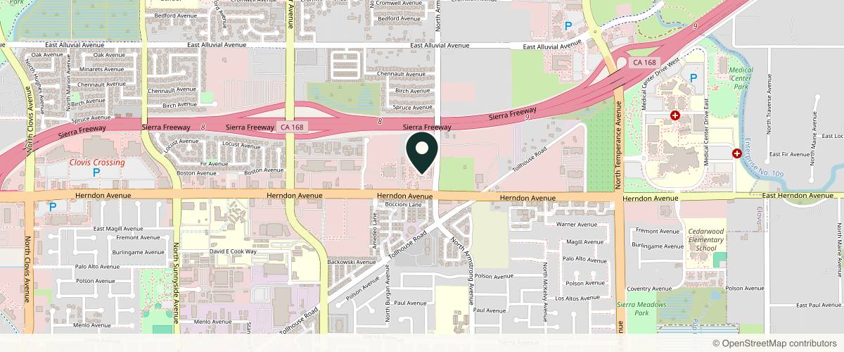 Map showing the exact location of Synergy Wellness Center at 2151 Herndon Ave Ste 106, Clovis, CA 93611, USA