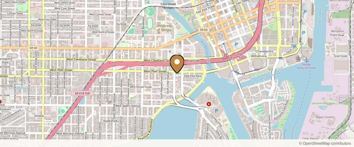 Map showing the exact location of Tampa Bay Total Wellness Anti Aging Med Spa at 300 S Hyde Park Ave, Tampa, FL 33606, USA
