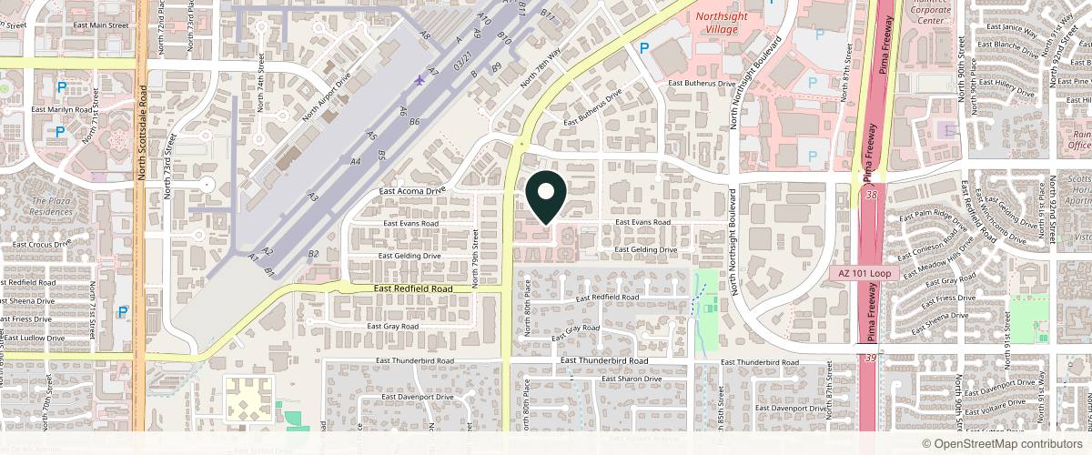 Map showing the exact location of Taut Haute Skin Clinic at 8060 E Gelding Dr Suite 101, Scottsdale, AZ 85260, USA