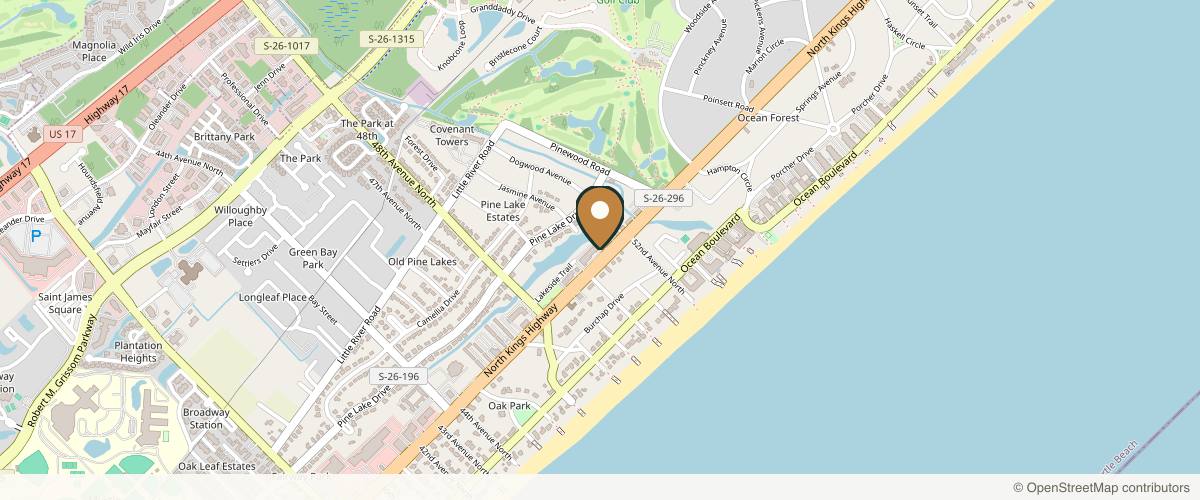 Map showing the exact location of Taylor Wellness Med Spa at 5001 N Kings Hwy Ste 111, Myrtle Beach, SC 29577, USA