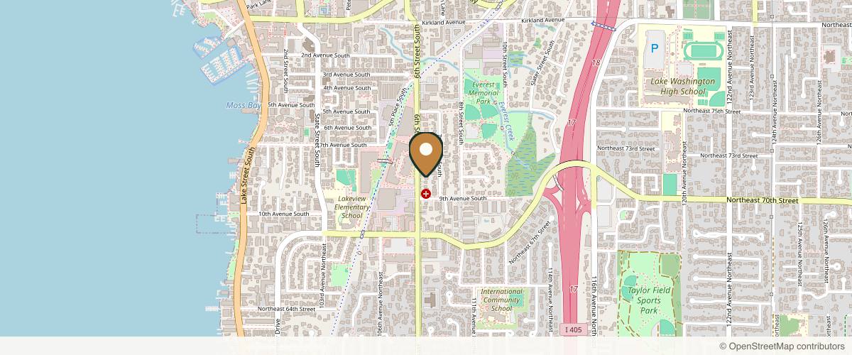 Map showing the exact location of Templum Aesthetics & Wellness at 808 6th St South, Kirkland, WA 98033, USA