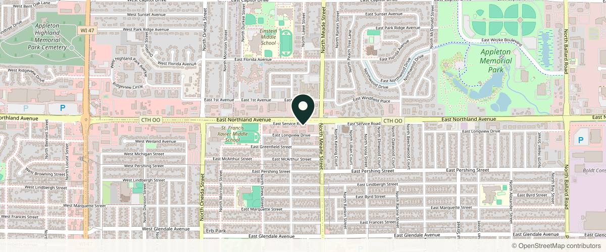 Map showing the exact location of Tessa Grace Aesthetics at 620A E Longview Dr, Appleton, WI 54911, USA