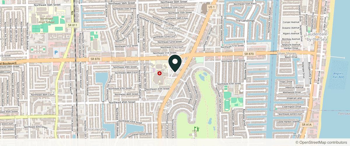 Map showing the exact location of The Aesthetic Label at 4800 NE 20th Terrace #105, Fort Lauderdale, FL 33308, USA