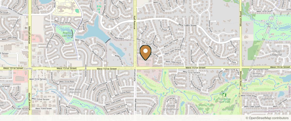 Map showing the exact location of The Aesthetic Place at 5416 W 151st St, Leawood, KS 66224, USA