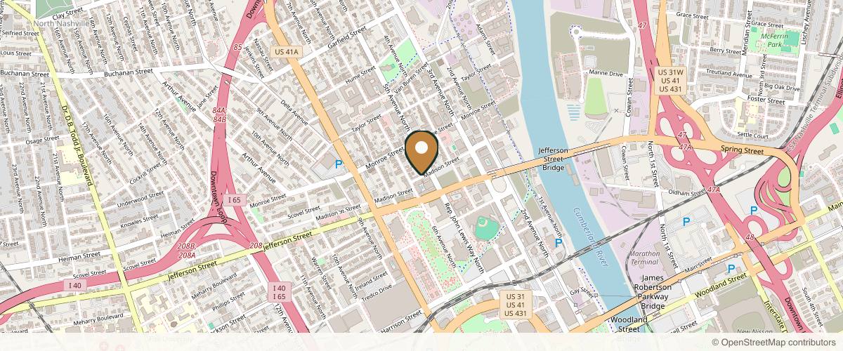 Map showing the exact location of The Aesthetics Club Nashville - By Nash Injections by Hannah at 500 Madison St APT 107, Nashville, TN 37208, USA