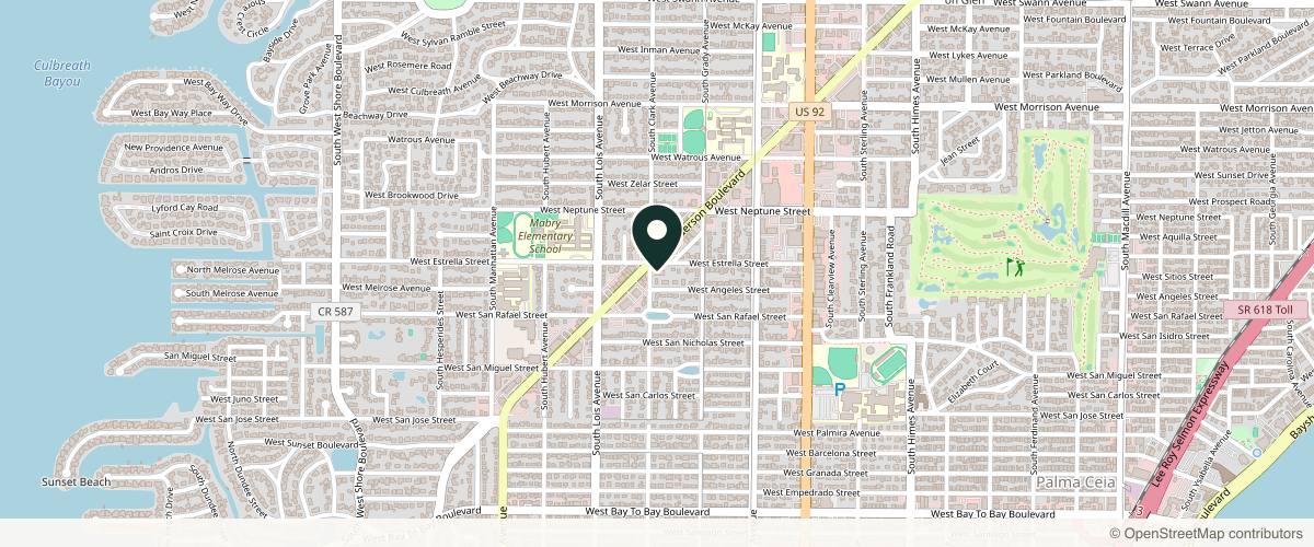 Map showing the exact location of The Aesthetics Lab at 4014 W Estrella St Ste A, Tampa, FL 33629, USA