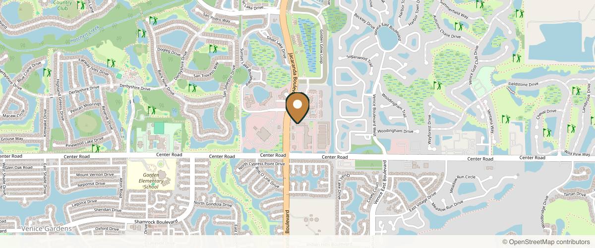 Map showing the exact location of The Aesthetics Lounge and Spa Venice at 1172 Jacaranda Blvd, Venice, FL 34292, USA
