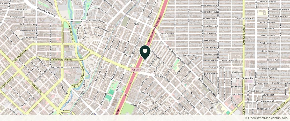 Map showing the exact location of The Aesthetics Project at 4300 N Central Expy #300, Dallas, TX 75206, USA